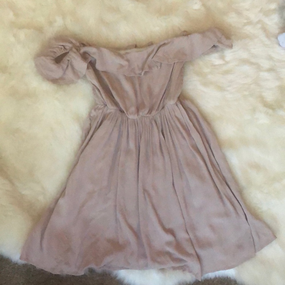 Olivaceous off the shoulder short summer dress
